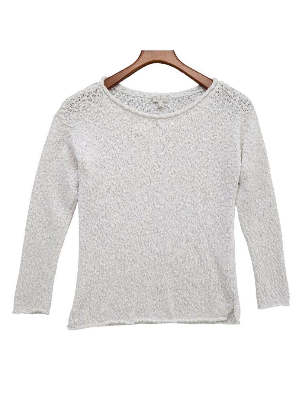 Talbots Textured Cotton Sweater Womens White Long Sleeve Pullover Size P